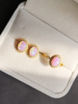 S925 Sterling Silver Pink Purple Opal Earrings Clip Opal Accessories