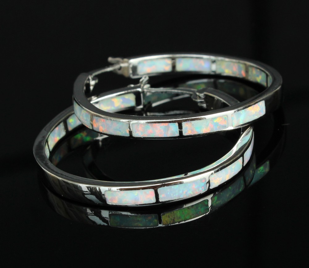 Bluewhite fire opal earrings - Image 6