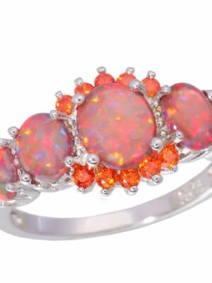European and American new ladies ring artificial opal opal copper plated alloy ring