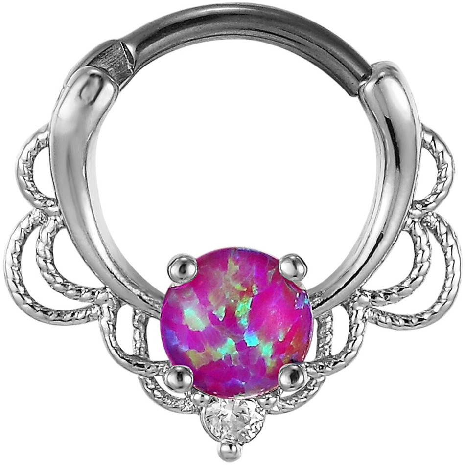 Stainless Steel Opal Nose Ring - Image 6