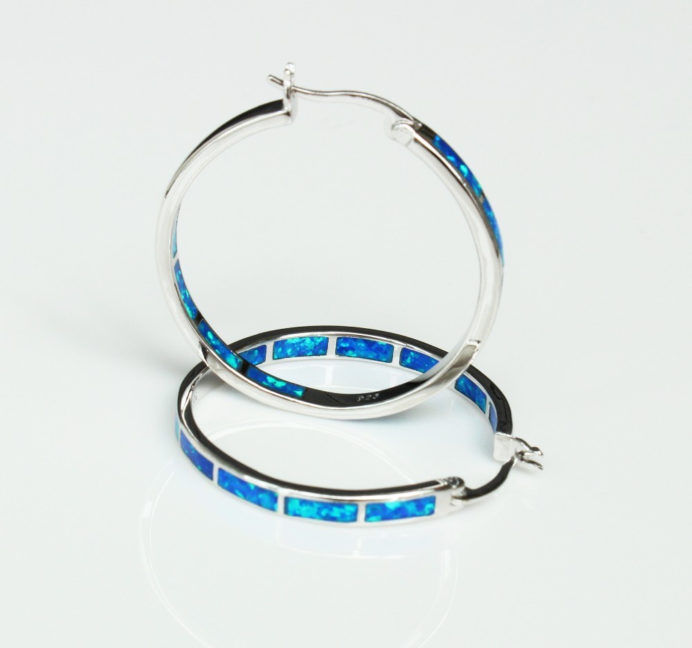 Bluewhite fire opal earrings - Image 2