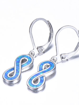 White Opal Figure 8 Earrings