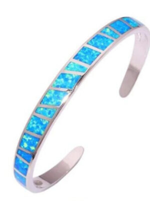 Blue Opal Open Bangle Bracelet Jewelry