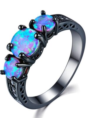 European And American Fashion Opal Ring, Opal Black Gold Jewelry