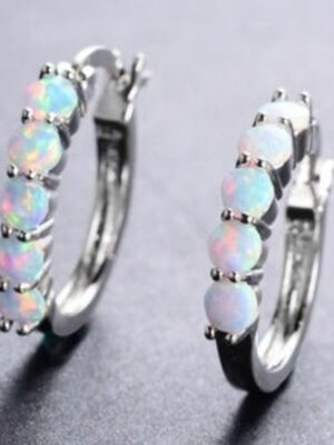 Inlaid colorful opal earrings