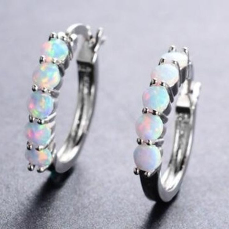 Inlaid colorful opal earrings