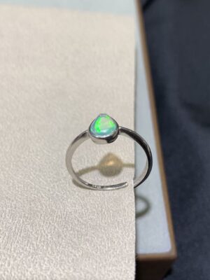 Natural Opal Ring, S925 Silver Setting, Minimalist Water-drop Shape, Opal Ring