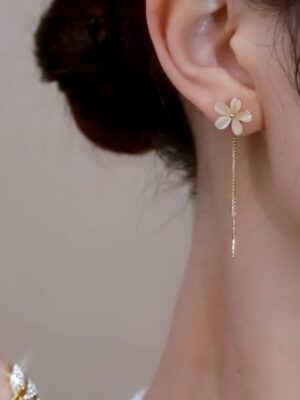 Flower Opal Silver Needle Earrings