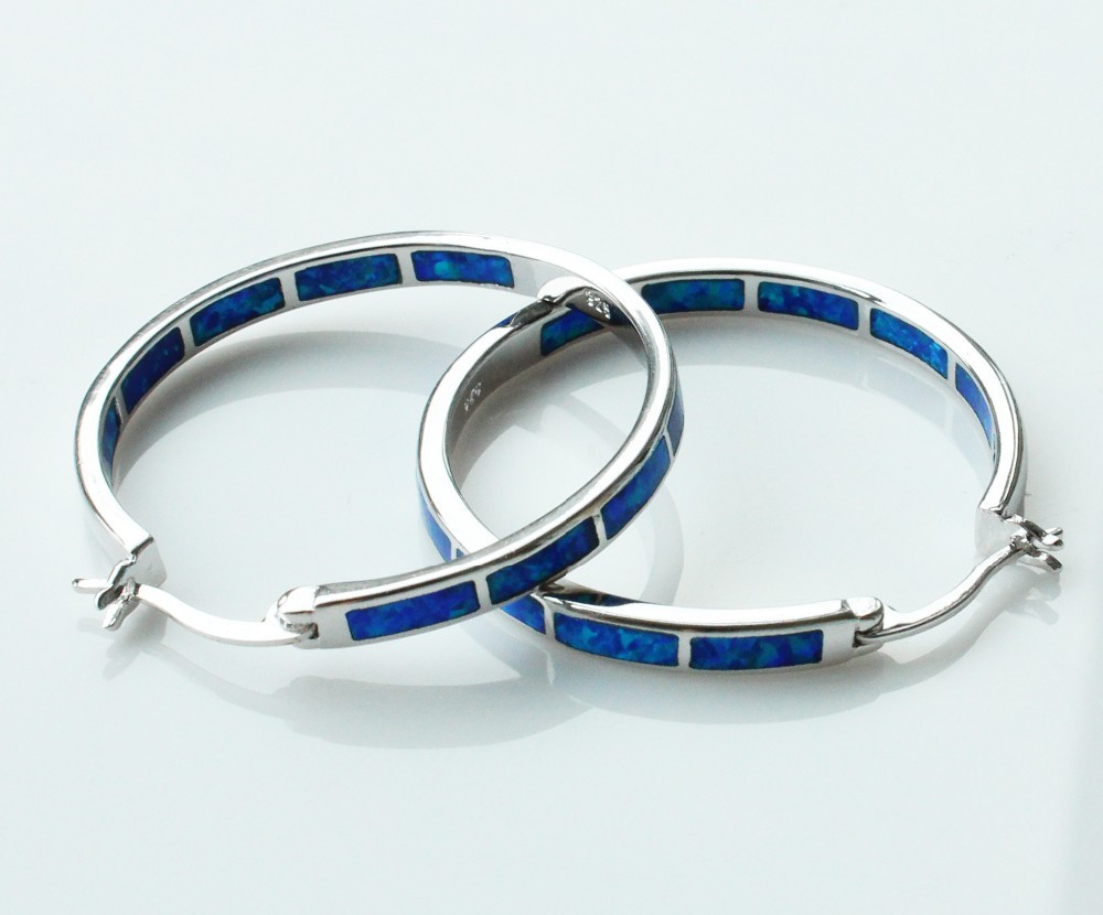 Bluewhite fire opal earrings - Image 7