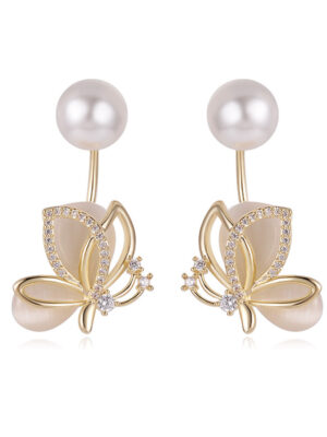 Opal Butterfly Stud Earrings Women