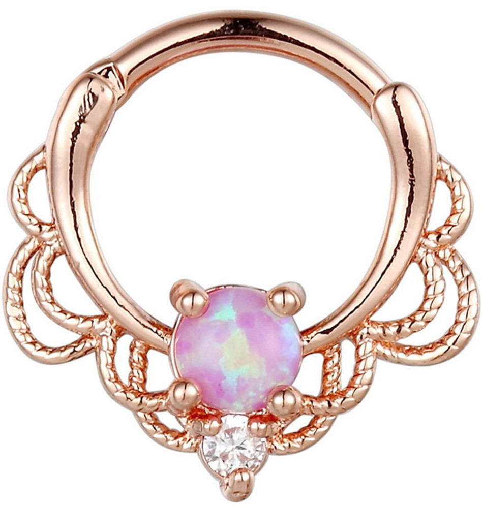 Stainless Steel Opal Nose Ring - Image 5