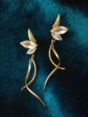 Synthetic Opal White Zirconium Earrings