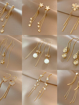 Simple Tassel Temperament Opal Earrings