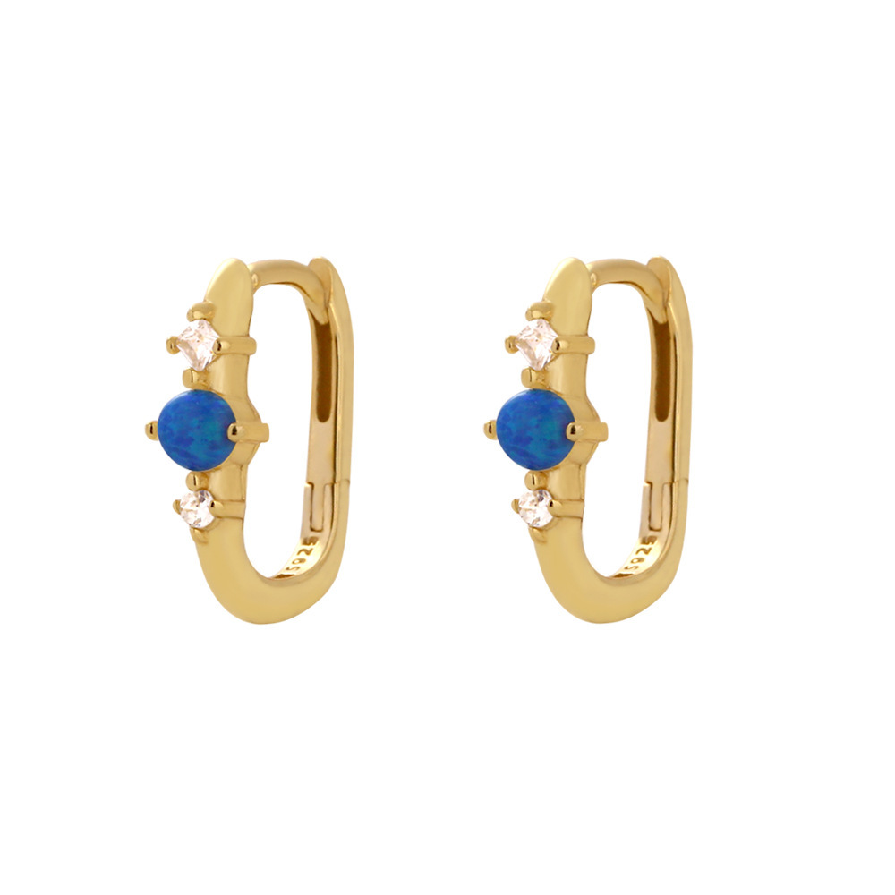 Silver Opal Rectangular Earrings Simple - Image 5