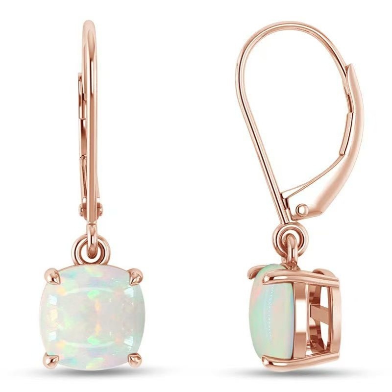 Womens Opal Square Mini Opal Earrings - Image 5