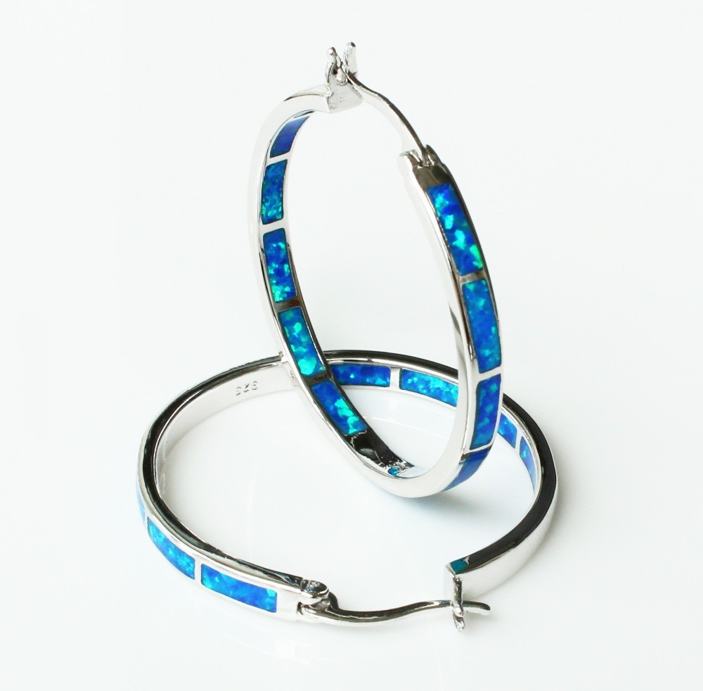 Bluewhite fire opal earrings - Image 5