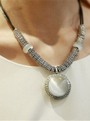 Classic Opal Leather Cord Necklace