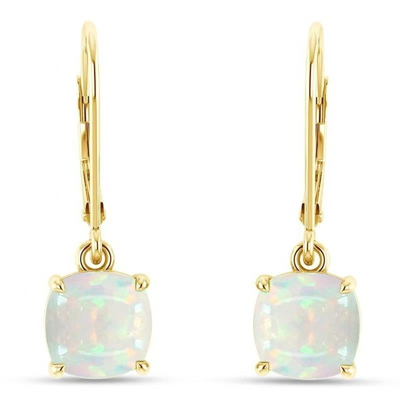 Womens Opal Square Mini Opal Earrings - Image 2