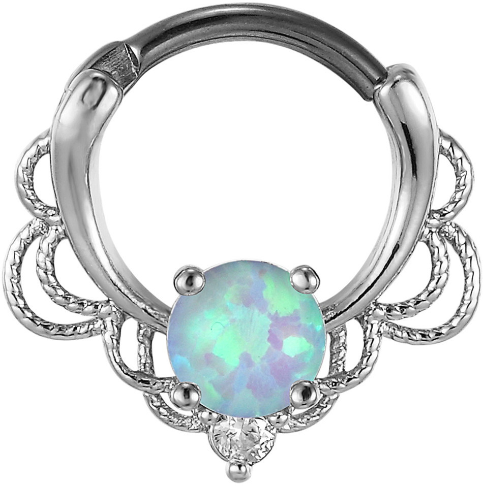 Stainless Steel Opal Nose Ring - Image 7