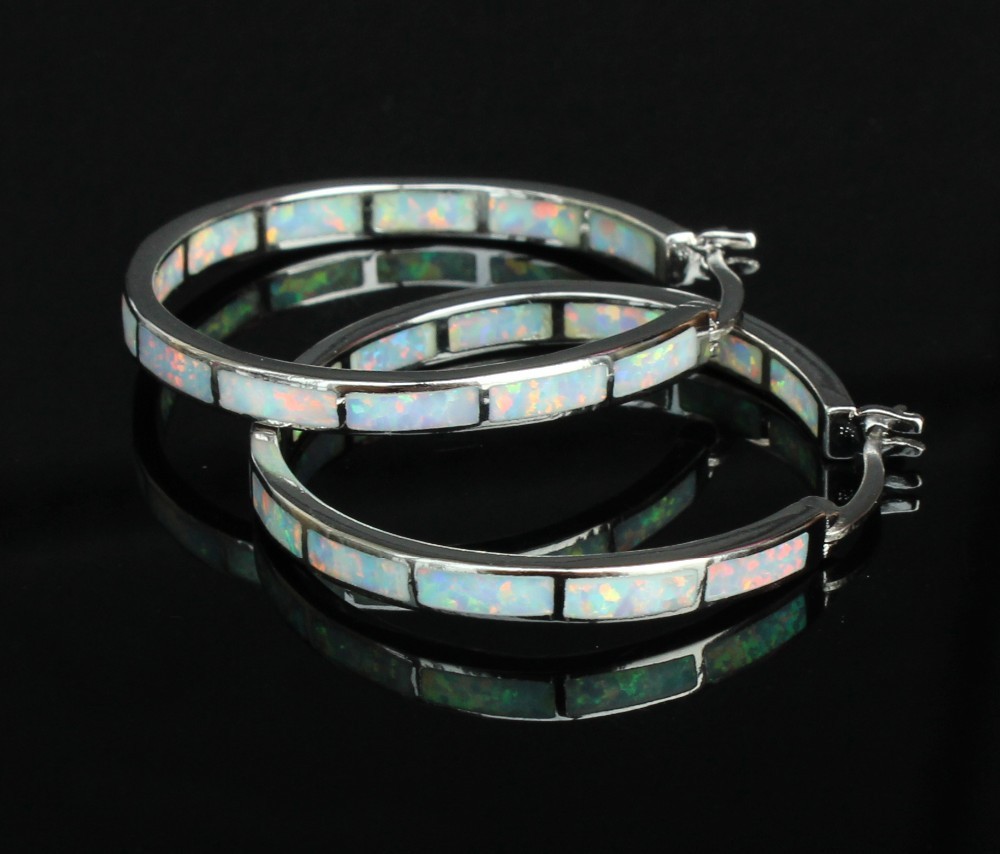 Bluewhite fire opal earrings - Image 3