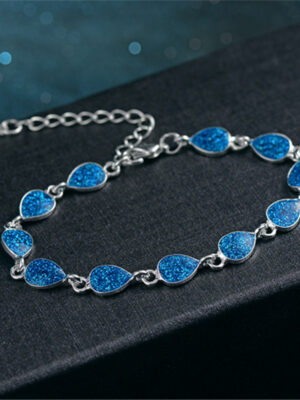 New Waterdrop Inlaid Opal Silver Bracelet
