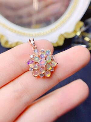 Natural White Opal Pendant Necklace