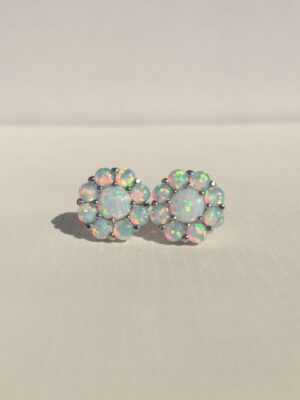 S925 Sterling Silver Opal Flower Earrings Opal Opal Jewelry