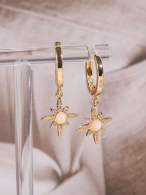 Octopus Earrings Opal Zircon Stars
