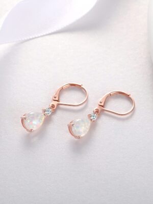 White Opal Drop Opal Earrings