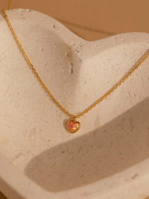 Opal Natural Stone Love Necklace
