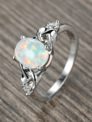 Opal Goose Protein  Silver Ring
