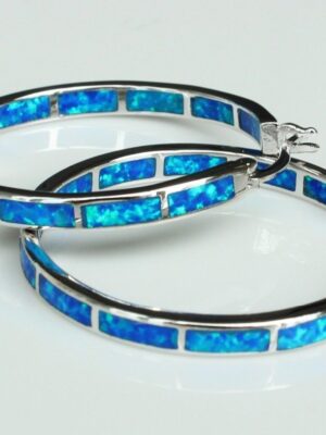 Bluewhite fire opal earrings