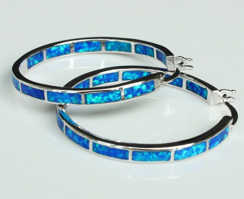 Bluewhite fire opal earrings