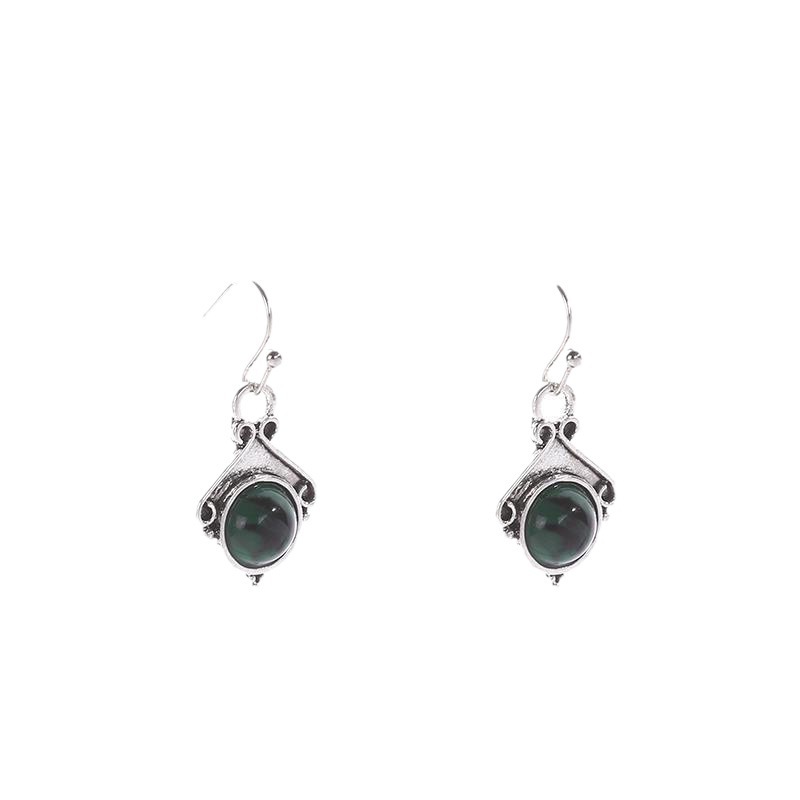 Dark Green Opal Inlaid Earrings - Image 5