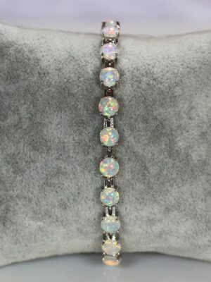Silver Plated Oval Opal Bracelet Women's Jewelry