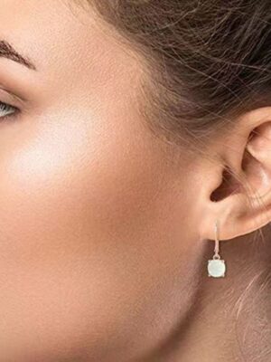 Womens Opal Square Mini Opal Earrings