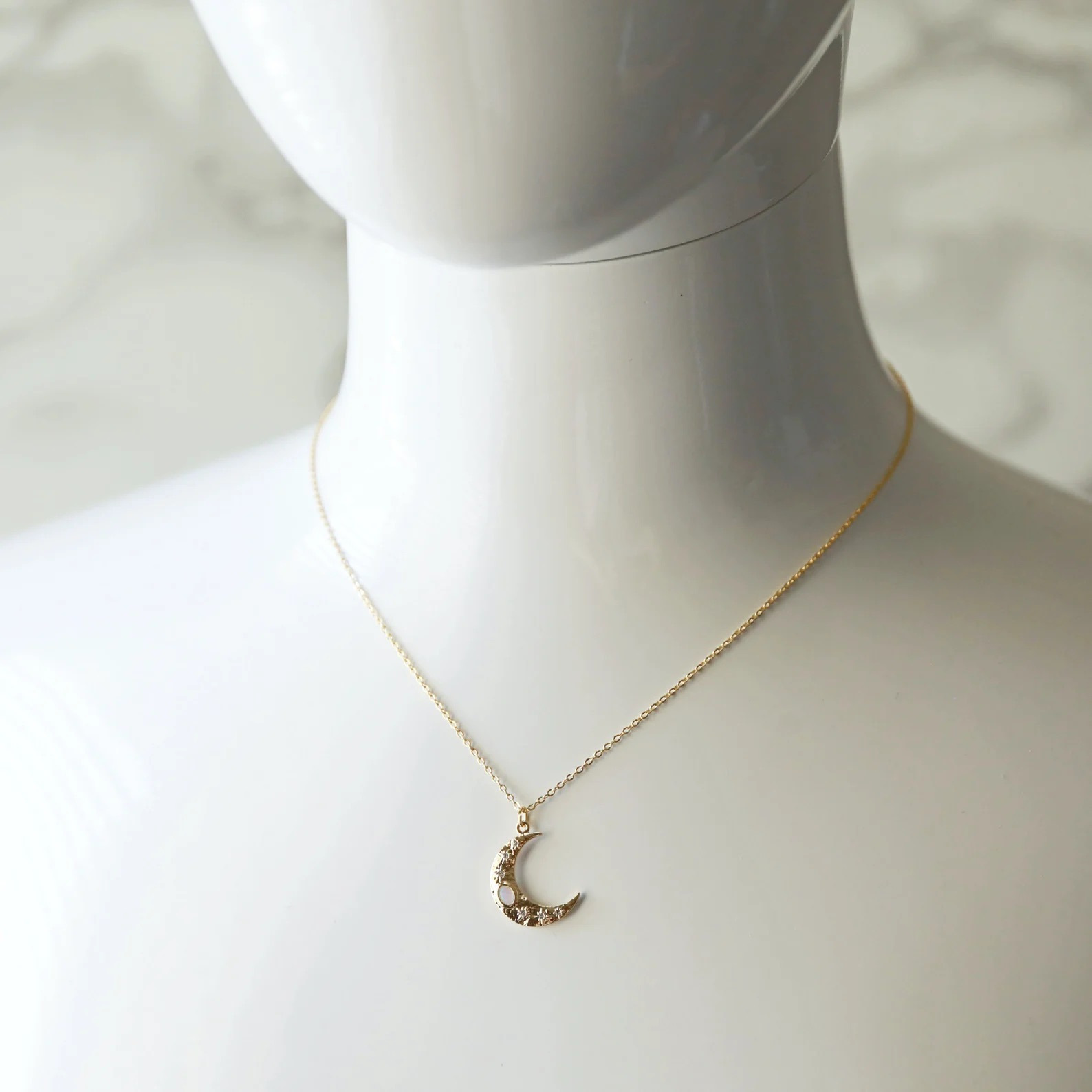 Opal Star Moon Collar Chain - Image 2