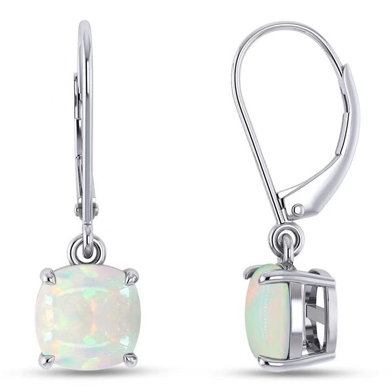 Womens Opal Square Mini Opal Earrings - Image 4