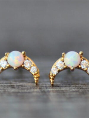Moon Opal Stud Earrings Fashion Trend