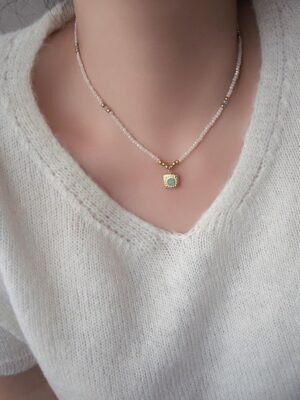 Fashion Titanium Steel Opal Necklace